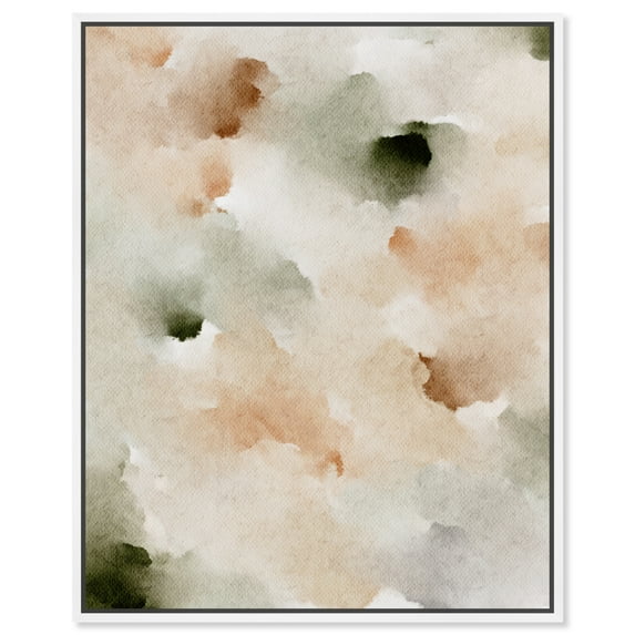 Cotton Balls And Cinnamon Watercolor Boho Abstracts Canvas Wall Art by Art Remedy, White Floater Frame, 17" x 21"