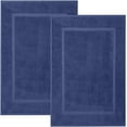 thumbnail image 1 of Bath Mat Floor Towel Set - Absorbent Cotton Hotel Spa Shower/Bathtub Mats [Not a Bathroom Rug] (Navy Blue, 2 Pack (22"x34")), 1 of 6