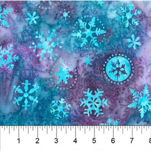 Cotton Banyan Batiks Christmas Cheer Light Blue Snowflakes Accents on Purple Violet Northcott Cotton Fabric Print by the Yard (83461-83)