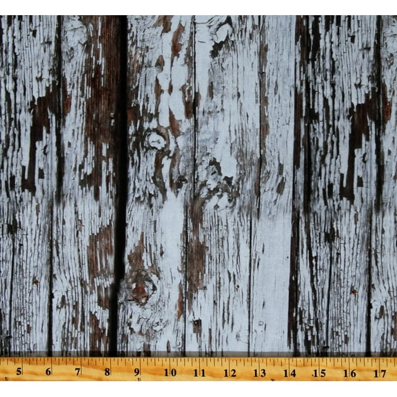 Cotton Barn Wood Boards Floorboards Wooden Planks Tree Farm Gray Cotton Fabric Print by the Yard (V5219-48-GRAY)