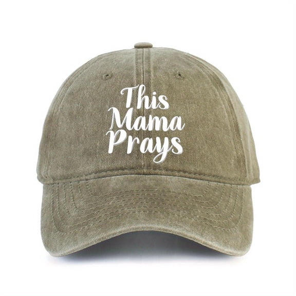 [Cotton Baseball Cap] Breathable Pure Cotton Women's Baseball Cap with "This Mama Prays" Adjustable Sports Hat for All Seasons, Lightweight Sun Protection Outdoor Activities, VintageSty