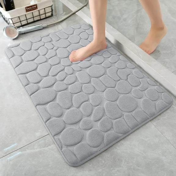 Cotton Bath Mat, Water Absorbent and Non Slip, Ultra Soft Floor Rug for Bathroom, Bedroom, Kitchen, Living Room Entrance, Machine Washable and Quick Dry