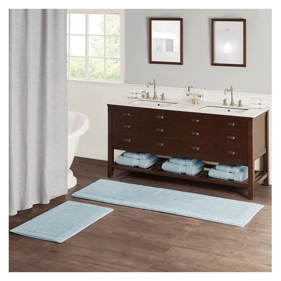 Cotton Bath Rug 21x34 - 3000 GSM Reversible Tufted Rug, Machine Washable, Non-Slip Backing, Plush Soft Absorbent Bathroom Rug