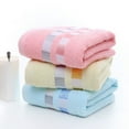 thumbnail image 1 of Cotton Bath Towel Highly Absorbent | Dual-Sided Fine Fleece & Textured Surface | Fast Drying Abrasion Resistant | 73×34 cm | 1 Piece | Yellow Pink Blue | Spa Home Guest Vehicle, 1 of 6