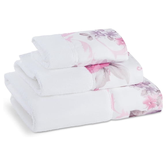 Cotton Bath Towel Set 3 Piece - Floral Design Bath Towels, Hand Towels & Washcloths - Soft Absorbent Towels for Bathroom - Michelle Collection