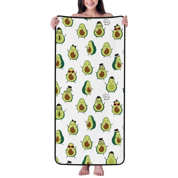 Cotton Bath Towels for Bathroom - Avocado Friends Microfiber Quick Dry Towels for Body Bath Sheets, Personalized Beach Towel, Soft Shower Towels for Travel Home Beach 27*55in