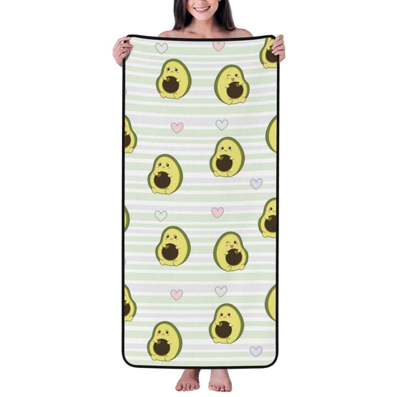 Cotton Bath Towels for Bathroom - Avocado of a Hear Microfiber Quick Dry Towels for Body Bath Sheets, Personalized Beach Towel, Soft Shower Towels for Travel Home Beach 27*55in