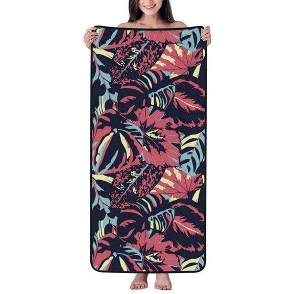 Cotton Bath Towels for Bathroom - Banana leaves_D Microfiber Quick Dry Towels for Body Bath Sheets, Personalized Beach Towel, Soft Shower Towels for Travel Home Beach 27*55in