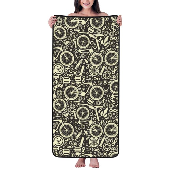 Cotton Bath Towels for Bathroom - Bike Fancy Pattern Microfiber Quick Dry Towels for Body Bath Sheets, Personalized Beach Towel, Soft Shower Towels for Travel Home Beach 27*55in
