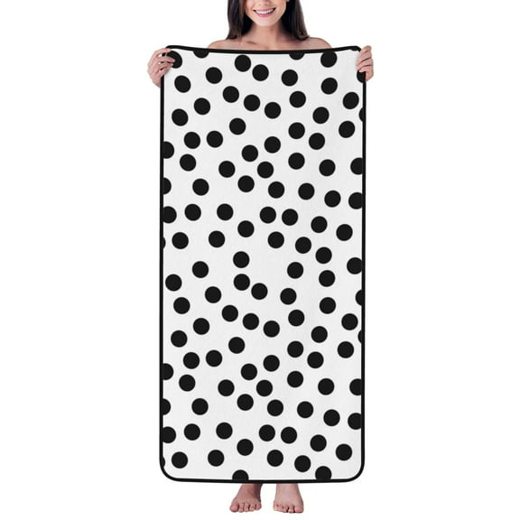 Cotton Bath Towels for Bathroom - Black white Irregular polka dot Microfiber Quick Dry Towels for Body Bath Sheets, Personalized Beach Towel, Soft Shower Towels for Travel Home Beach 27*55in