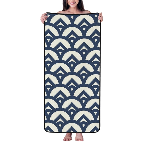 Cotton Bath Towels for Bathroom - Blue Wave Pattern A Microfiber Quick Dry Towels for Body Bath Sheets, Personalized Beach Towel, Soft Shower Towels for Travel Home Beach 27*55in