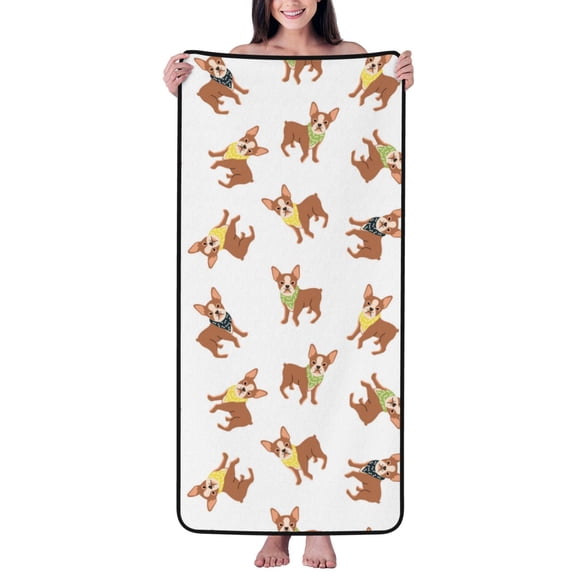 Cotton Bath Towels for Bathroom - Boston Terrier dog neckerchief cute Microfiber Quick Dry Towels for Body Bath Sheets, Personalized Beach Towel, Soft Shower Towels for Travel Home Beach 27*55in