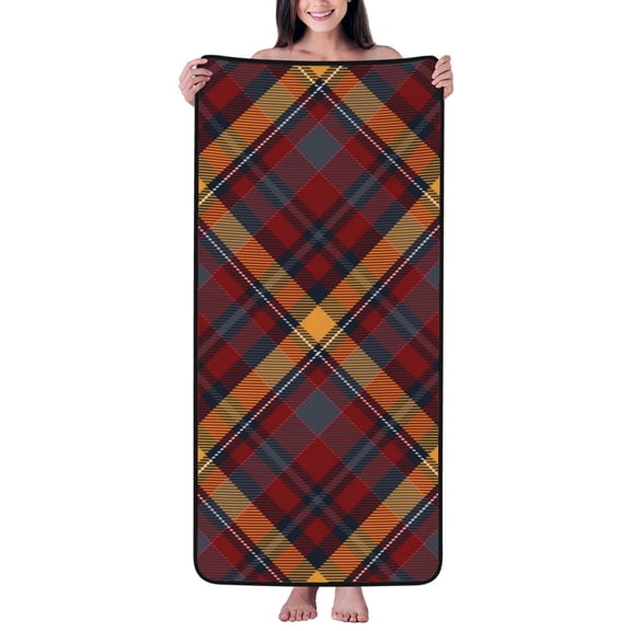 Cotton Bath Towels for Bathroom - Buffalo Check Plaid Microfiber Quick Dry Towels for Body Bath Sheets, Personalized Beach Towel, Soft Shower Towels for Travel Home Beach 27*55in