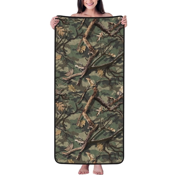 Cotton Bath Towels for Bathroom - Camouflage tree branch Microfiber Quick Dry Towels for Body Bath Sheets, Personalized Beach Towel, Soft Shower Towels for Travel Home Beach 27*55in