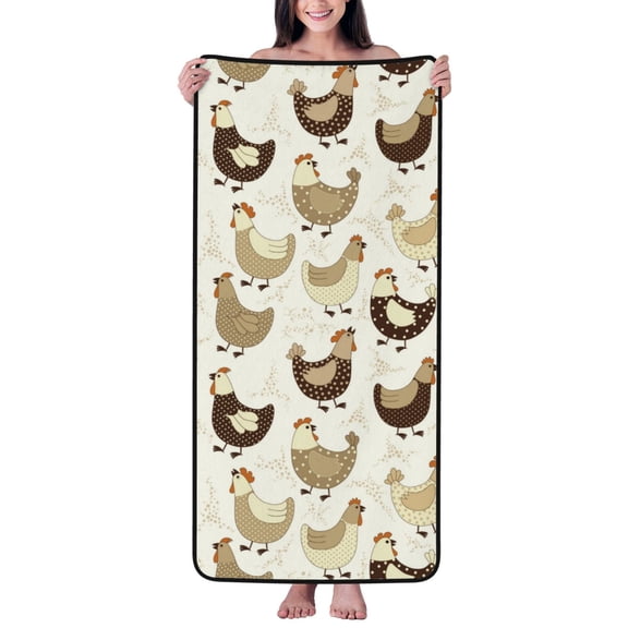 Cotton Bath Towels for Bathroom - Cartoon Cute Chickens Microfiber Quick Dry Towels for Body Bath Sheets, Personalized Beach Towel, Soft Shower Towels for Travel Home Beach 27*55in