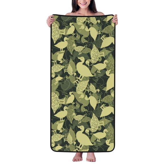 Cotton Bath Towels for Bathroom - Cartoon Cute Duck Green_A Microfiber Quick Dry Towels for Body Bath Sheets, Personalized Beach Towel, Soft Shower Towels for Travel Home Beach 27*55in