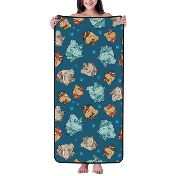 Cotton Bath Towels for Bathroom - Cartoon seashells Microfiber Quick Dry Towels for Body Bath Sheets, Personalized Beach Towel, Soft Shower Towels for Travel Home Beach 27*55in