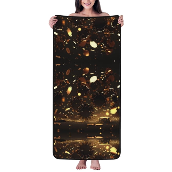 Cotton Bath Towels for Bathroom - Classical Golden Casino Microfiber Quick Dry Towels for Body Bath Sheets, Personalized Beach Towel, Soft Shower Towels for Travel Home Beach 27*55in