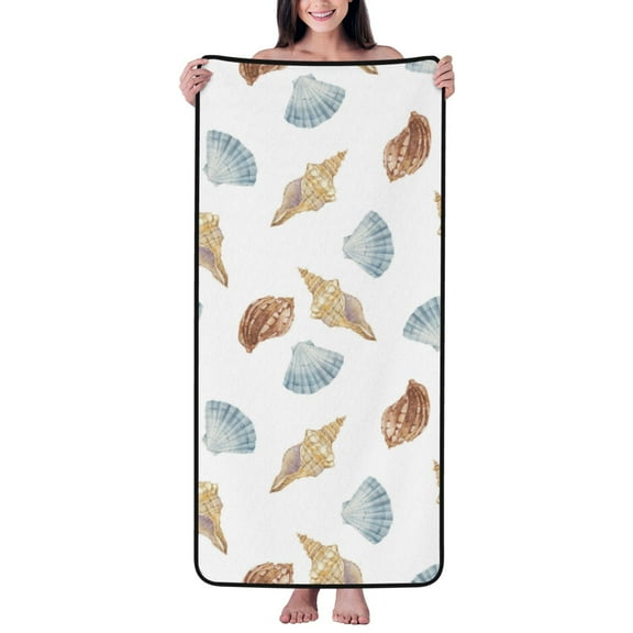 Cotton Bath Towels for Bathroom - Conch Scallop Microfiber Quick Dry Towels for Body Bath Sheets, Personalized Beach Towel, Soft Shower Towels for Travel Home Beach 27*55in