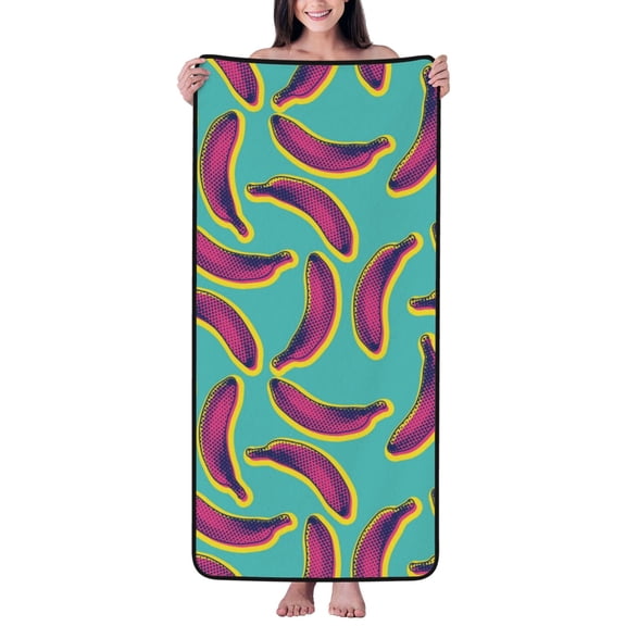 Cotton Bath Towels for Bathroom - Cool Banana Microfiber Quick Dry Towels for Body Bath Sheets, Personalized Beach Towel, Soft Shower Towels for Travel Home Beach 27*55in