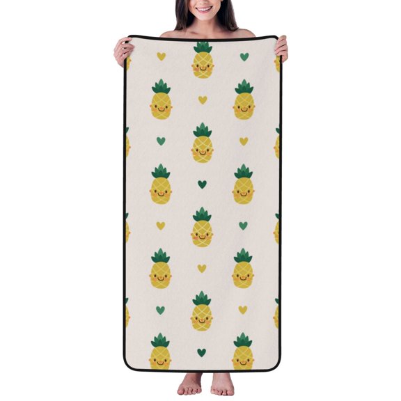 Cotton Bath Towels for Bathroom - Cool Pineapple Love Microfiber Quick Dry Towels for Body Bath Sheets, Personalized Beach Towel, Soft Shower Towels for Travel Home Beach 27*55in