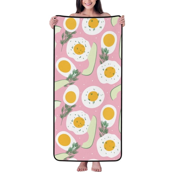 Cotton Bath Towels for Bathroom - Cute Avocado Egg Leaves Microfiber Quick Dry Towels for Body Bath Sheets, Personalized Beach Towel, Soft Shower Towels for Travel Home Beach 27*55in