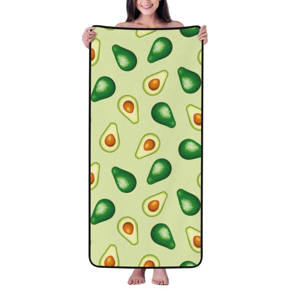 Cotton Bath Towels for Bathroom - Cute Avocado Green Microfiber Quick Dry Towels for Body Bath Sheets, Personalized Beach Towel, Soft Shower Towels for Travel Home Beach 27*55in