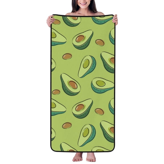 Cotton Bath Towels for Bathroom - Cute Avocado Pine Green Microfiber Quick Dry Towels for Body Bath Sheets, Personalized Beach Towel, Soft Shower Towels for Travel Home Beach 27*55in