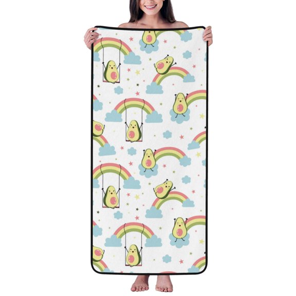 Cotton Bath Towels for Bathroom - Cute Avocado Starry Sky Microfiber Quick Dry Towels for Body Bath Sheets, Personalized Beach Towel, Soft Shower Towels for Travel Home Beach 27*55in