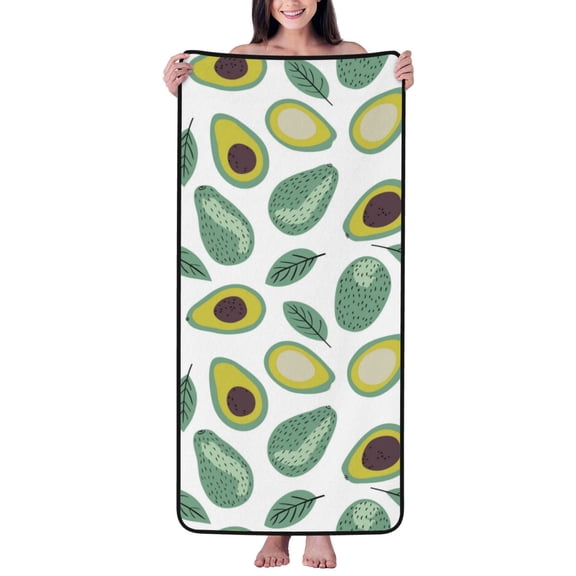 Cotton Bath Towels for Bathroom - Cute Avocado Yellow Microfiber Quick Dry Towels for Body Bath Sheets, Personalized Beach Towel, Soft Shower Towels for Travel Home Beach 27*55in