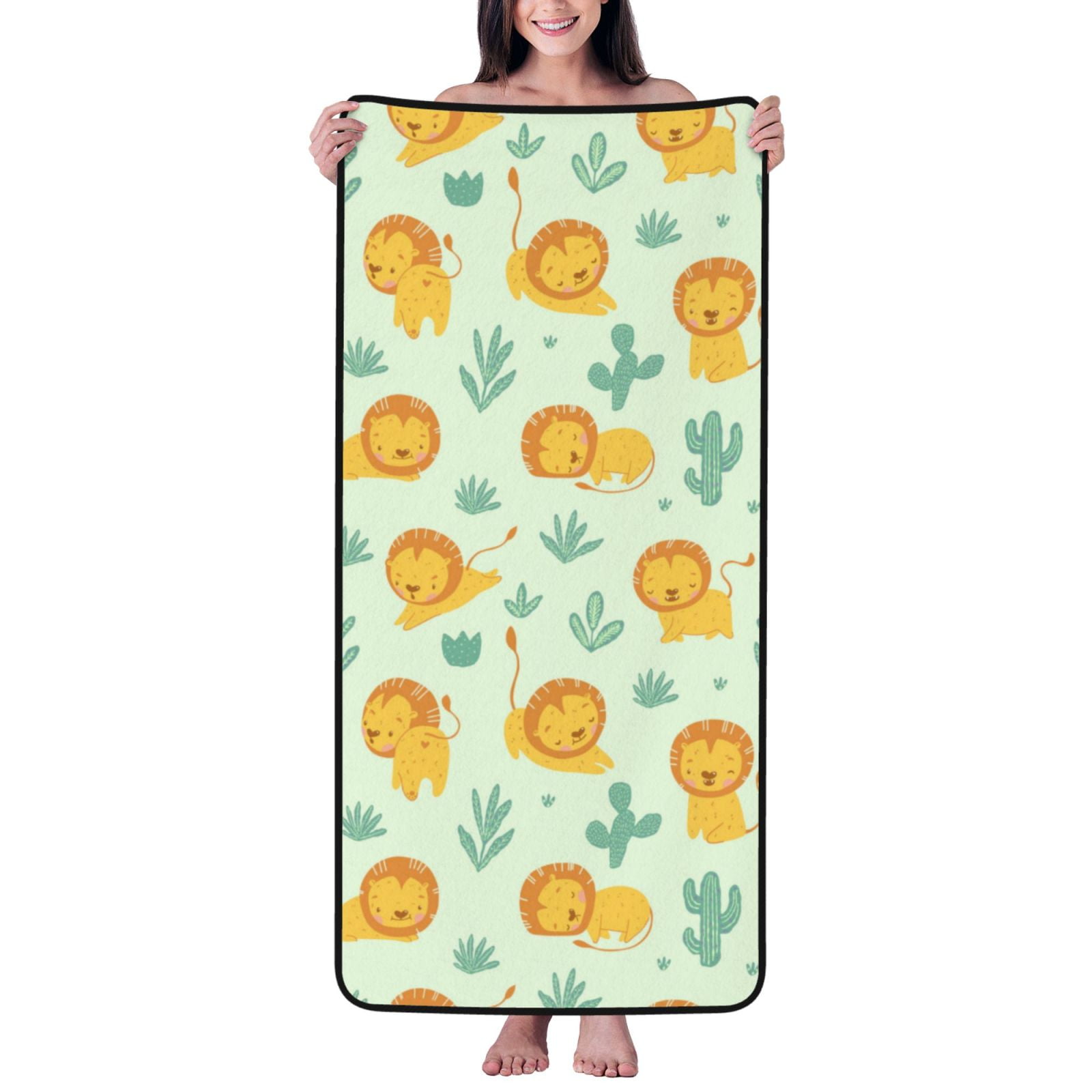 Cotton Bath Towels for Bathroom - Cute Baby Lion Microfiber Quick Dry Towels for Body Bath Sheets, Personalized Beach Towel, Soft Shower Towels for Travel Home Beach 27*55in