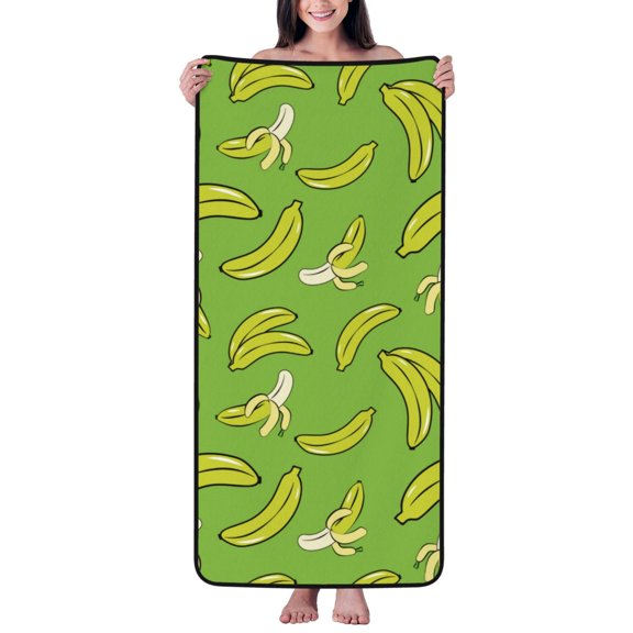 Cotton Bath Towels for Bathroom - Cute Banana Green Microfiber Quick Dry Towels for Body Bath Sheets, Personalized Beach Towel, Soft Shower Towels for Travel Home Beach 27*55in
