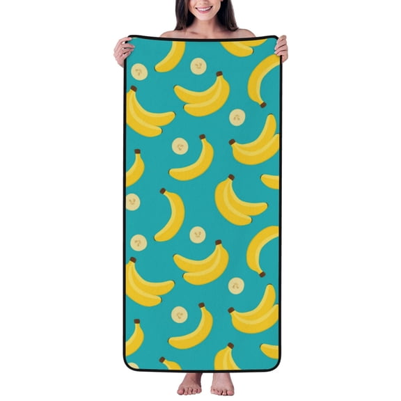 Cotton Bath Towels for Bathroom - Cute Banana Ice Blue Microfiber Quick Dry Towels for Body Bath Sheets, Personalized Beach Towel, Soft Shower Towels for Travel Home Beach 27*55in