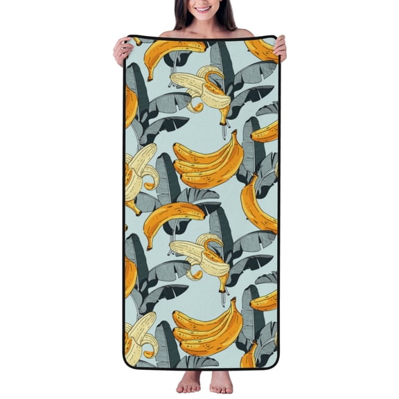 Cotton Bath Towels for Bathroom - Cute Banana Retro Microfiber Quick Dry Towels for Body Bath Sheets, Personalized Beach Towel, Soft Shower Towels for Travel Home Beach 27*55in