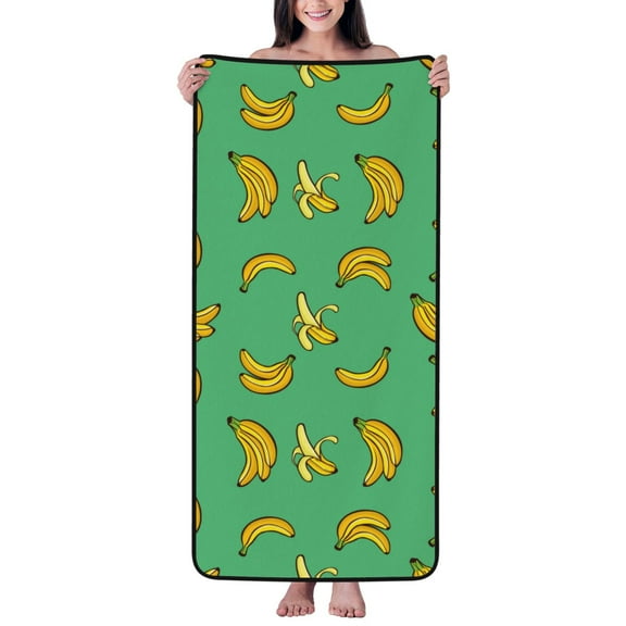 Cotton Bath Towels for Bathroom - Cute Banana Teal Microfiber Quick Dry Towels for Body Bath Sheets, Personalized Beach Towel, Soft Shower Towels for Travel Home Beach 27*55in