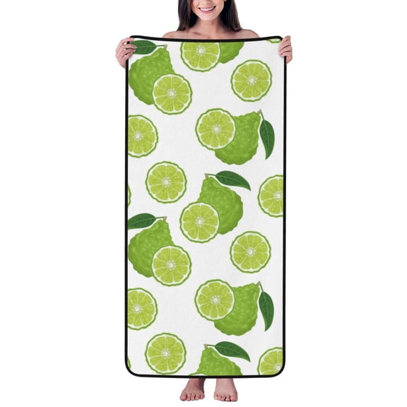 Cotton Bath Towels for Bathroom - Cute Forest Green Limes Microfiber Quick Dry Towels for Body Bath Sheets, Personalized Beach Towel, Soft Shower Towels for Travel Home Beach 27*55in
