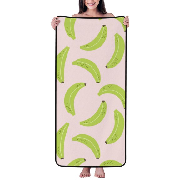Cotton Bath Towels for Bathroom - Cute Green Banana Microfiber Quick Dry Towels for Body Bath Sheets, Personalized Beach Towel, Soft Shower Towels for Travel Home Beach 27*55in