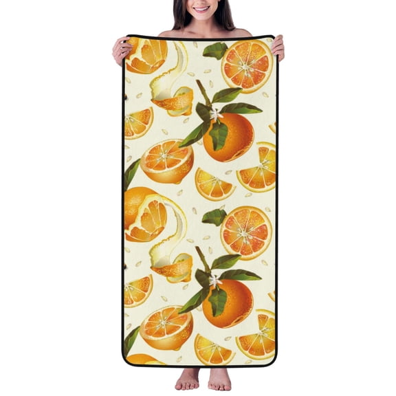 Cotton Bath Towels for Bathroom - Cute Orange Honey Bee Microfiber Quick Dry Towels for Body Bath Sheets, Personalized Beach Towel, Soft Shower Towels for Travel Home Beach 27*55in