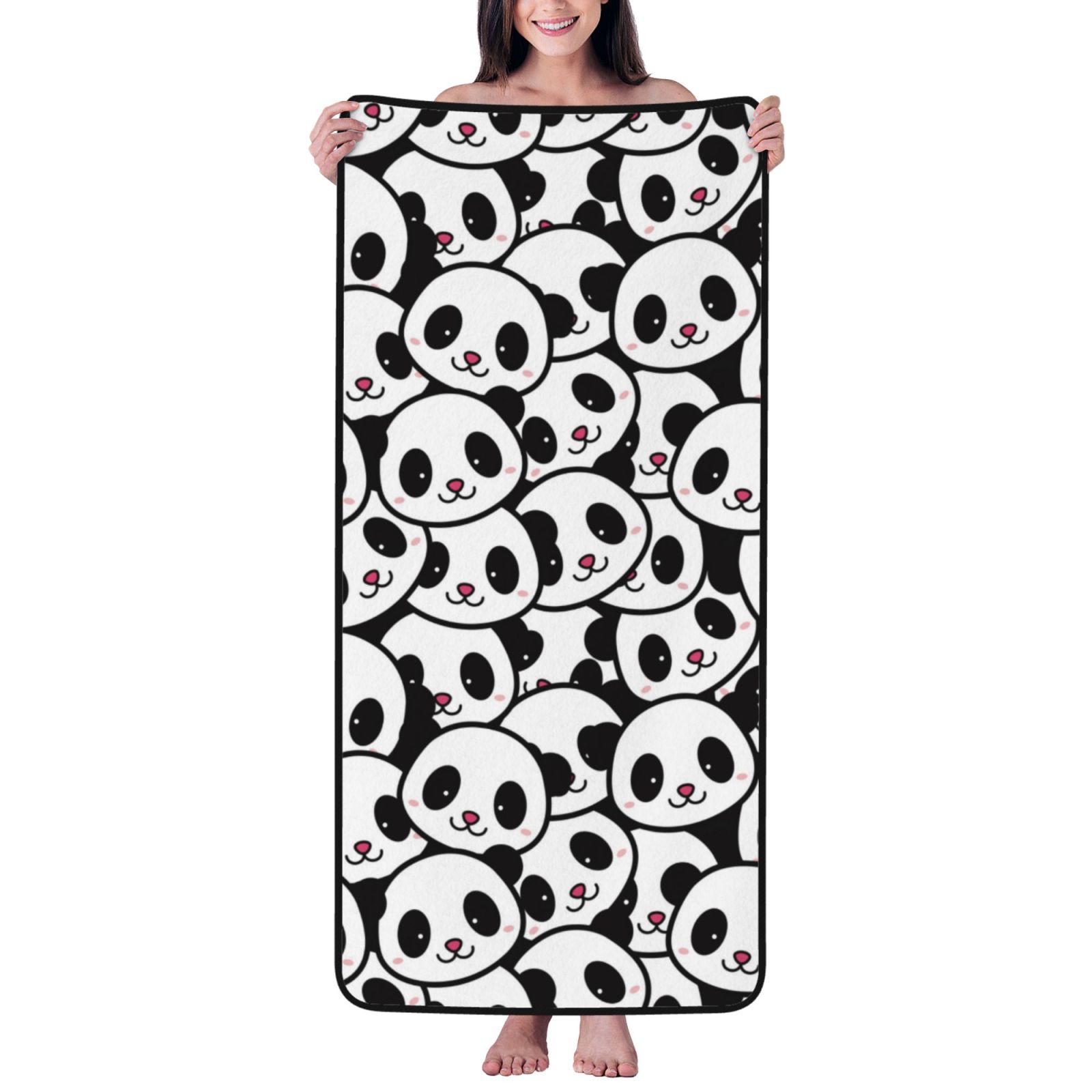 Cotton Bath Towels for Bathroom - Cute Panda Face Microfiber Quick Dry Towels for Body Bath Sheets, Personalized Beach Towel, Soft Shower Towels for Travel Home Beach 27*55in