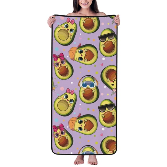 Cotton Bath Towels for Bathroom - Cute cartoon avocado Microfiber Quick Dry Towels for Body Bath Sheets, Personalized Beach Towel, Soft Shower Towels for Travel Home Beach 27*55in