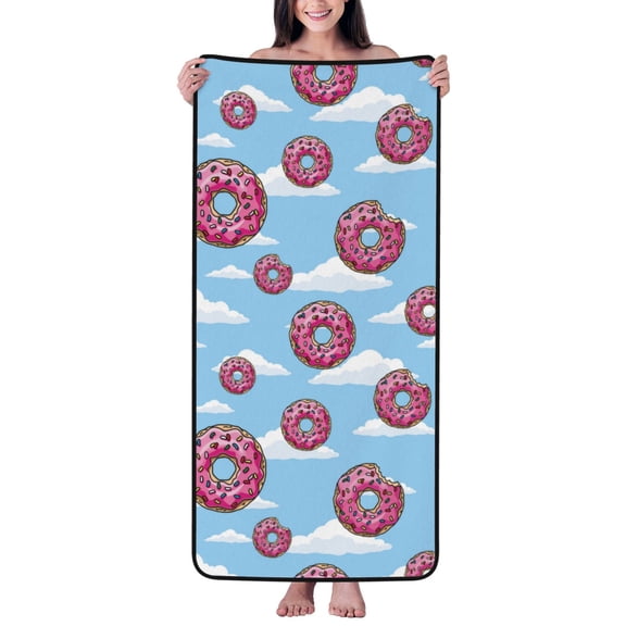 Cotton Bath Towels for Bathroom - Donut Clouds Print Microfiber Quick Dry Towels for Body Bath Sheets, Personalized Beach Towel, Soft Shower Towels for Travel Home Beach 27*55in