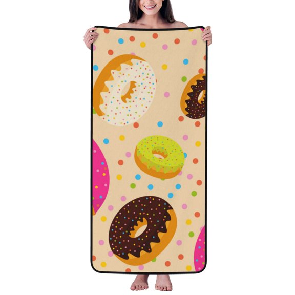 Cotton Bath Towels for Bathroom - Donuts (2) Microfiber Quick Dry Towels for Body Bath Sheets, Personalized Beach Towel, Soft Shower Towels for Travel Home Beach 27*55in