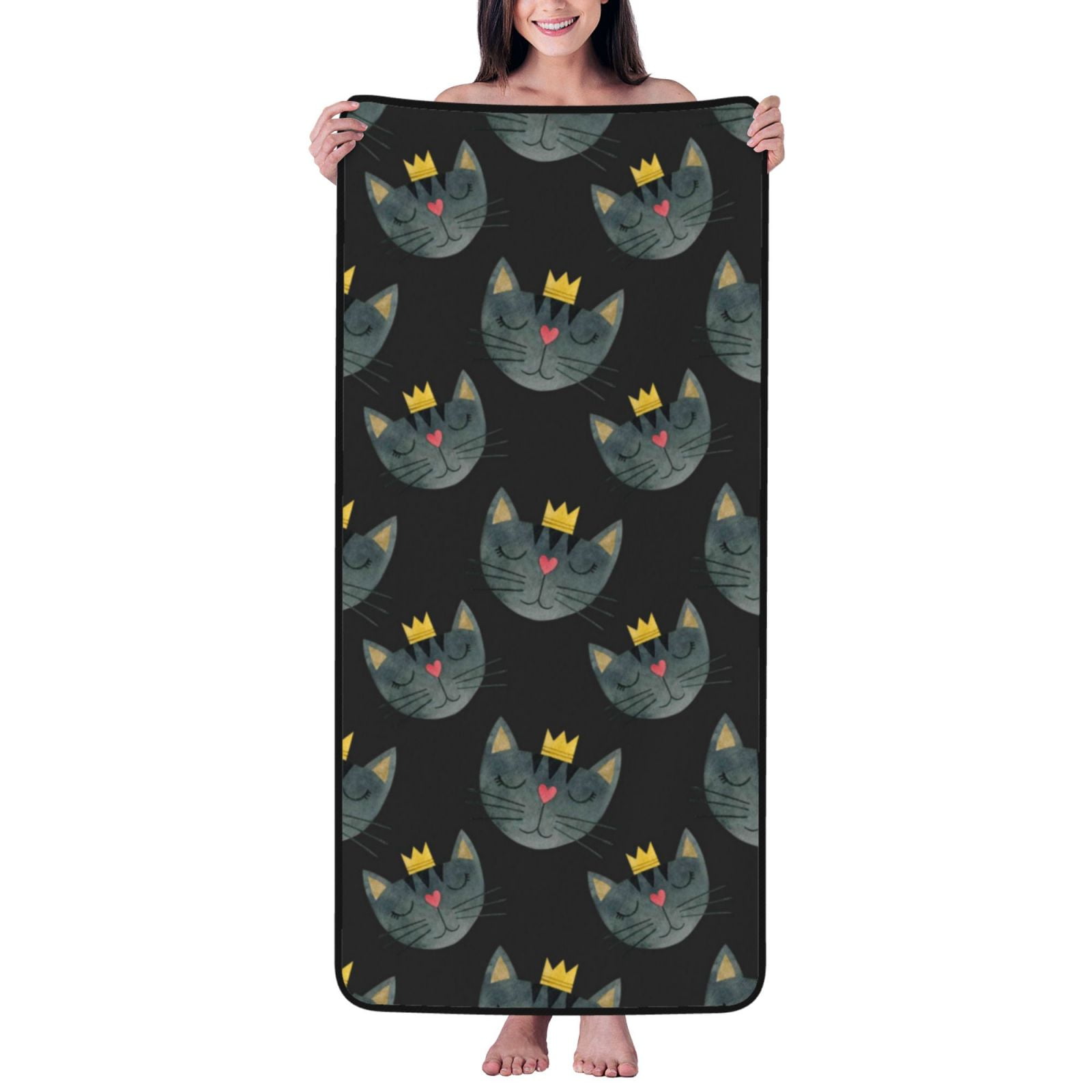 Cotton Bath Towels for Bathroom - Faces Of The Cat Microfiber Quick Dry Towels for Body Bath Sheets, Personalized Beach Towel, Soft Shower Towels for Travel Home Beach 27*55in