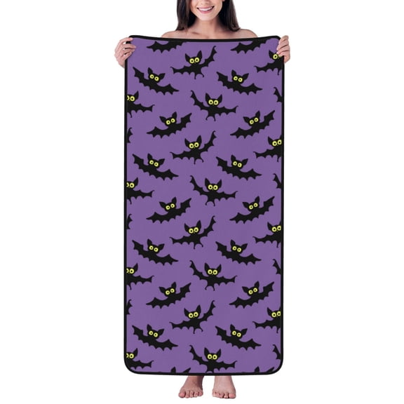 Cotton Bath Towels for Bathroom - Flying bats gothic style purple Microfiber Quick Dry Towels for Body Bath Sheets, Personalized Beach Towel, Soft Shower Towels for Travel Home Beach 27*55in