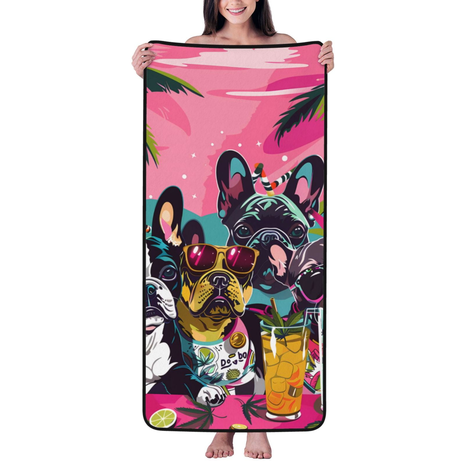 Cotton Bath Towels for Bathroom French Bulldog Cool No.116 Microfiber