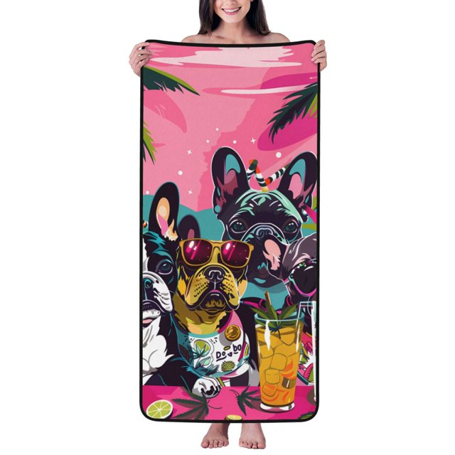 Cotton Bath Towels for Bathroom French Bulldog Cool No.116 Microfiber