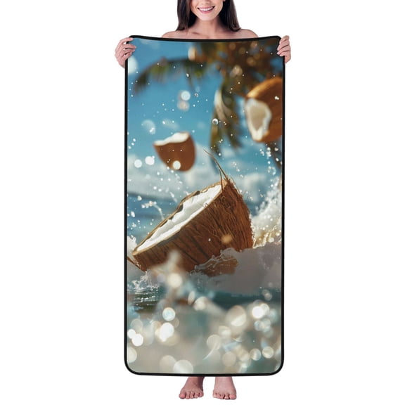 Cotton Bath Towels for Bathroom - Fresh Coconut Splash Microfiber Quick Dry Towels for Body Bath Sheets, Personalized Beach Towel, Soft Shower Towels for Travel Home Beach 27*55in