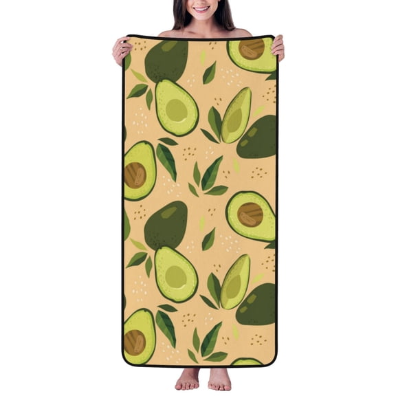 Cotton Bath Towels for Bathroom - Funny Avocado Pine Green Microfiber Quick Dry Towels for Body Bath Sheets, Personalized Beach Towel, Soft Shower Towels for Travel Home Beach 27*55in