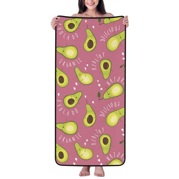 Cotton Bath Towels for Bathroom - Funny Avocado Pink Microfiber Quick Dry Towels for Body Bath Sheets, Personalized Beach Towel, Soft Shower Towels for Travel Home Beach 27*55in