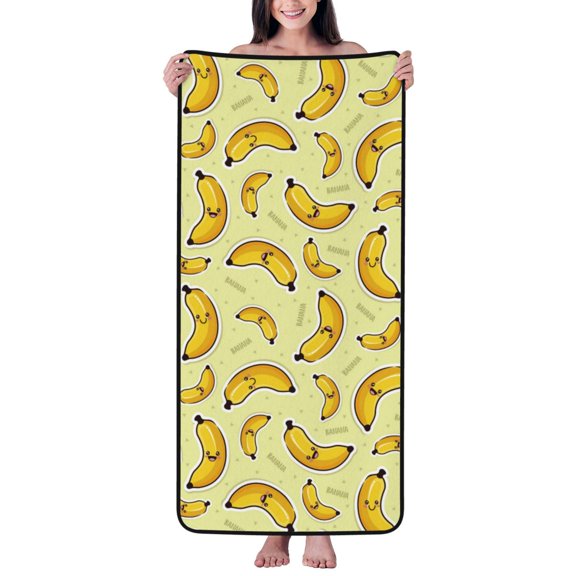 Cotton Bath Towels for Bathroom - Funny Banana Yelow Microfiber Quick Dry Towels for Body Bath Sheets, Personalized Beach Towel, Soft Shower Towels for Travel Home Beach 27*55in